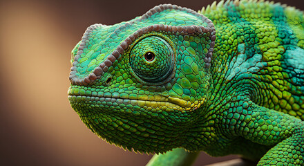 Naklejka premium green iguana on a branch