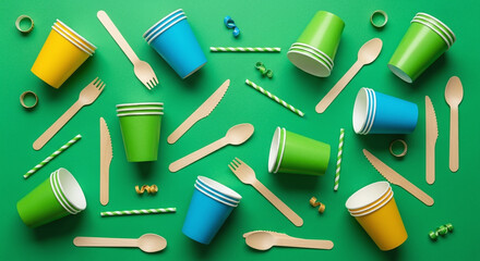 Bright Colorful Disposable Party Tableware Celebration Picnic Accessories