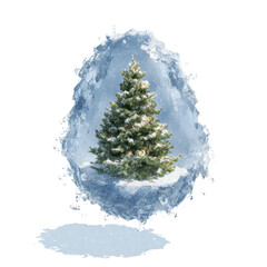 Enchanting Snow-Covered Christmas Tree in a Water Globe