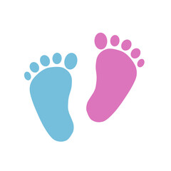 baby footprints in pink and blue, representing boy and girl. Ideal for gender reveal themes, baby showers, or child-related graphic designs