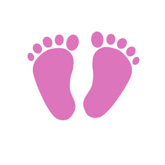 Cute pink baby girl footprints illustration on white background. Perfect for newborn themes, baby shower invitations, and kids-related designs