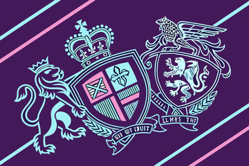  old style heraldry blended with neon streaks on d (1)