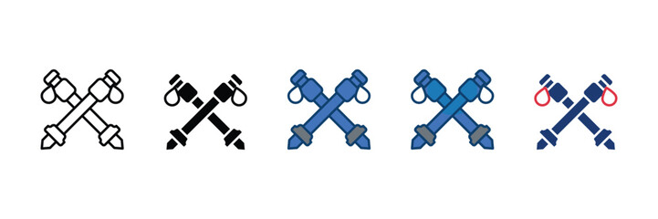 Hiking Poles Icon Set Multiple Style Collection