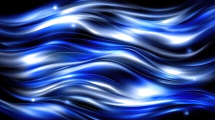 Obraz premium Serene Blue Wave Abstract: Glowing, Dynamic Curves and Luminous Highlights