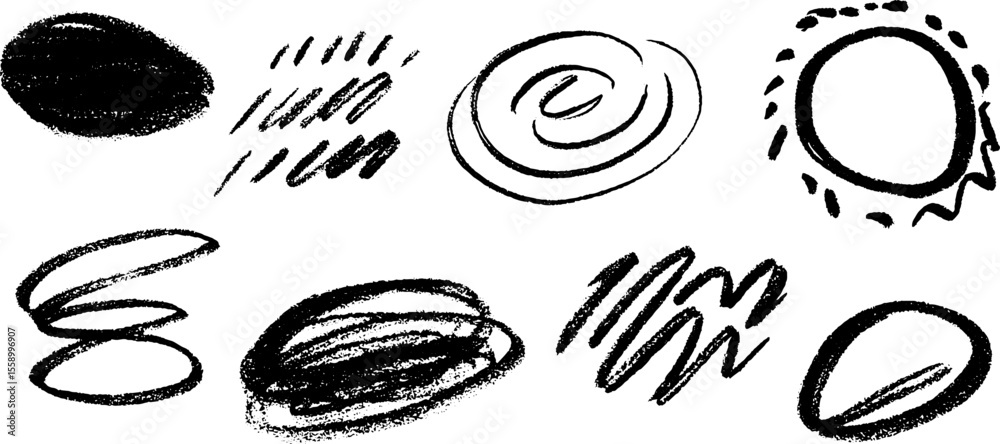 Poster abstract geometric sketches featuring chunky ovals and dotted arcs for creative design