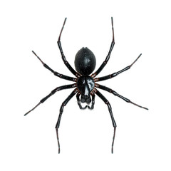 Black spider eight legs hairy body dark background detailed view