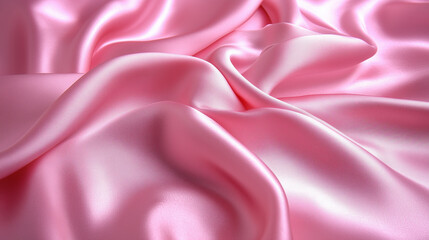 Closeup view of pastel pink silky fabric with smooth texture for fashion and design