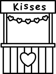 Simple shape kissing booth thick line icon design.       
Couple kissing booth outline vector isolated.
For celebrating Valentine's Day, wedding or birthday.
Transparent background. svg.