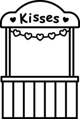 Simple shape kissing booth thick line icon design.       
Couple kissing booth outline vector isolated.
For celebrating Valentine's Day, wedding or birthday.
Transparent background. svg.
