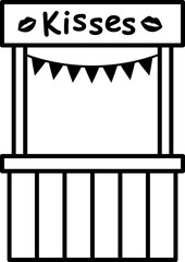 Simple shape kissing booth thick line icon design.       
Couple kissing booth outline vector isolated.
For celebrating Valentine's Day, wedding or birthday.
Transparent background. svg.