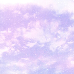 Soft watercolor painting purple sky with clouds