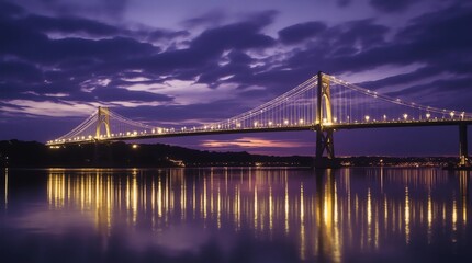 Obraz premium Queensferry crossing bridge over the firth of forth at blue hour