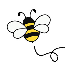  Bee flying line vector