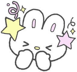 감탄하는 토끼 손그림 스티커 일러스트 © titi.drawing