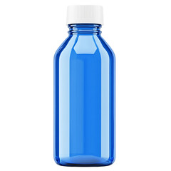 Naklejka premium Blue glass bottle with white cap a clean design for medicine or liquid packaging