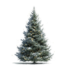Majestic Snow-Covered Christmas Tree with Sparkling Lights