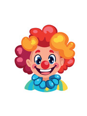 smiling clown with colorful wig