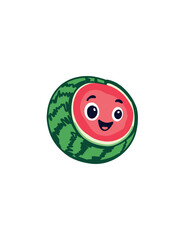 vector illustration cartoon watermelon with smile