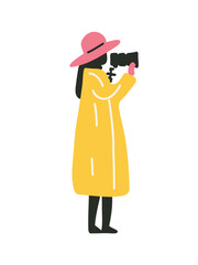 vector illustration woman with camera taking picture