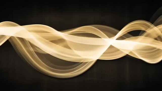Ethereal golden light curves moving gently on a dark field, a soothing visual journey