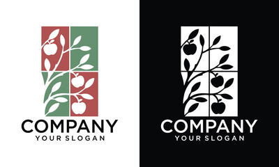 Creative abstract tree leaf logo. modern minimalist vector design