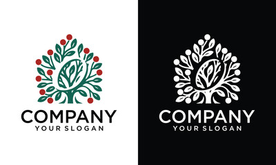 Creative abstract tree leaf logo. modern minimalist vector design