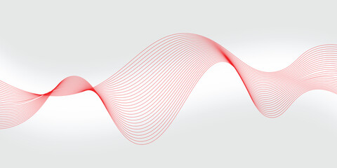 Vector abstract red background with dynamic red waves, lines and particles.