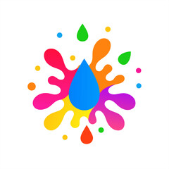 Bright multicolor drop splash vector clip art on transparent background for web and graphic design