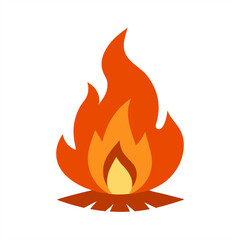 Burning campfire vector clip art on transparent background for web and graphic design