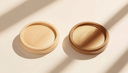 Cosmetic compacts cast shadows on surface