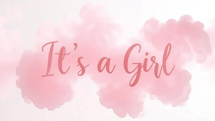 Baby reveal announcement it's a girl pink celebration new baby gender