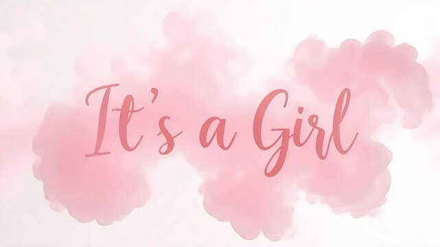 Baby reveal announcement it's a girl pink celebration new baby gender