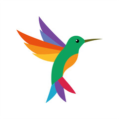 Colorful hummingbird clipart vector on transparent background for web and graphic design