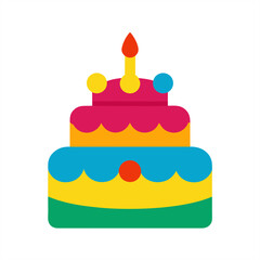 Colorful party cake illustration vector on transparent background for web and graphic design