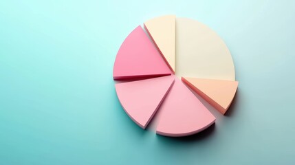 Obraz premium Abstract pastel pie chart illustration on a smooth gradient background for data visualization and business analysis concepts