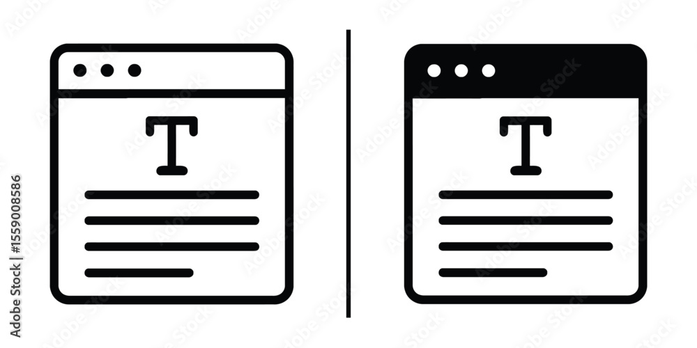 Poster webpage icons: a simple illustration comparing two webpage icons, highlighting the stark contrast be