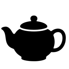 Black silhouette teapot illustration, vector design element