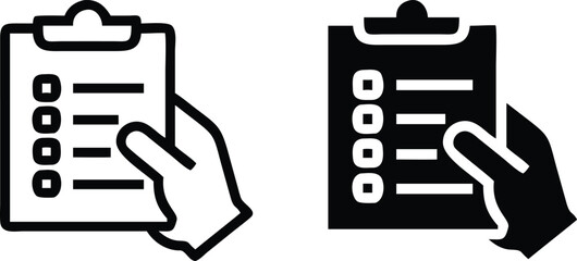 Hand Holding Checklist Icon – Clipboard Document Symbol for Task List and Management
