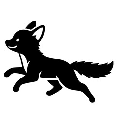 Playful Black and White Fox Silhouette, Vector Illustration