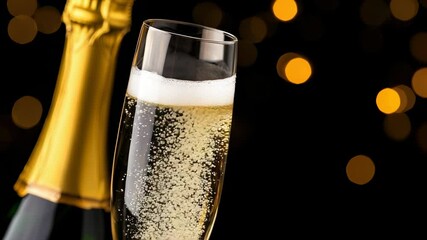 Celebration moment with champagne and sparkling bubbles during a festive gathering in an elegant setting
