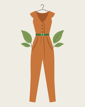 A chic jumpsuit made from organic silk and created by a fashion label dedicated to promoting fairtrade practices and supporting local artisans.. Vector illustration