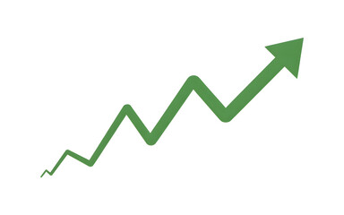 Obraz premium Green arrow graph line chart moving up concept of stock market business growth isolated on transparent background