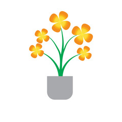 Yellow blossom in a pot, vibrant floral decoration perfect for spring nature