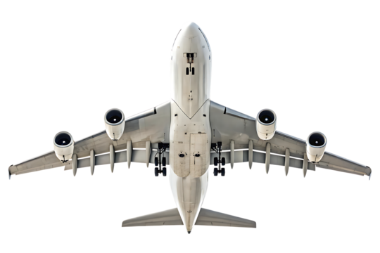 Commercial airplane underside view isolated on transparent background - Powered by Adobe