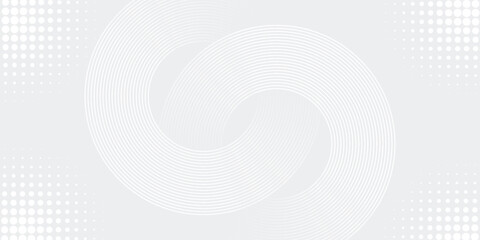 Abstract white glowing geometric lines on gray background. Modern shiny blue circle lines pattern. Futuristic technology concept. Suit for cover, poster modern