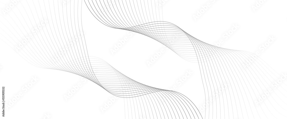 Poster vector modern wave line smooth and particle gray wave curve lines abstract background with flowing.