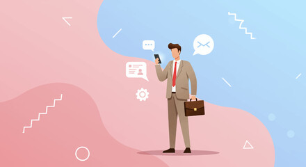 a man in a suit holding a briefcase and talking on a cell