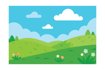 Serene Rolling Hills Landscape A Springtime Meadow Illustration
