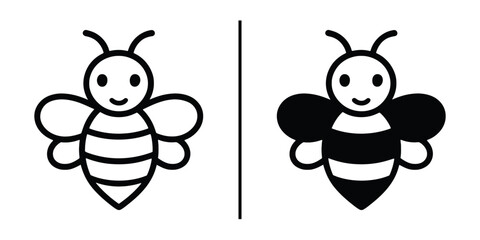 Honeybee Duo: The image showcases a cute honeybee illustration, the contrast design of light and shadow creates an intriguing visual for viewers.