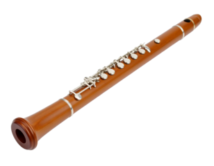 	Wooden clarinet wind instrument, isolated on white.